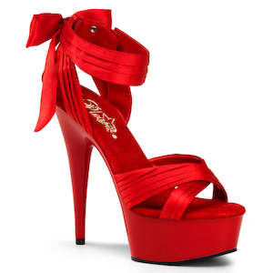 On Sale Heels: PLEASER DELIGHT-668 RED SATIN/RED - IN STOCK ON SALE
