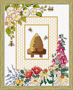 Cross Stitch: Beeskep In The Garden