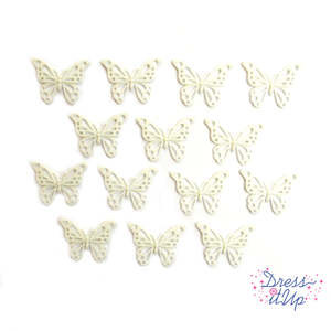 Buttons: White Butterflies