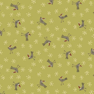 Tossed Birds Green Fabric
