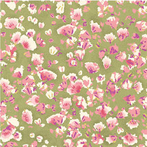 Trendy Trims: Peony Blossom Tiny Flowers Green Fabric