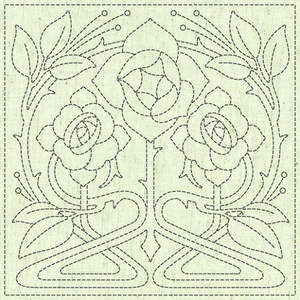 Sashiko: Sashiko Square - Roses