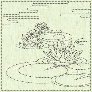 Sashiko Square - Water Lily
