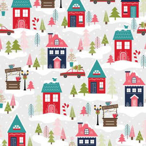 Quilts: Cup of Cheer - Christmas Neighbourhood Grey
