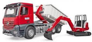 Bruder: Bruder - Mercedes Benz Arocs Truck with Schaeff Mini Excavator