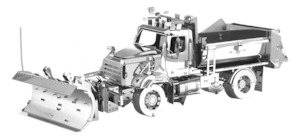 Model Building Trucks: Metal Earth - Freightliner 114SD Snow Plough Truck
