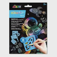 Arts Crafts Drawing Colouring: Avenir Scratch -  Space with Stencil
