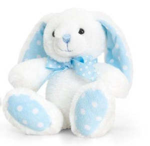 1 2 Years: Keel Toys: Baby Keel Spotty Rabbit White & Blue 15cm