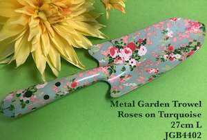 JGB - Metal Garden Trowel Roses on Turquoise