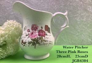 JGB - Water Pitcher Three Pink Roses