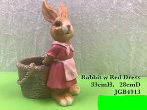 JGB - Polyresin Rabbit in Red Dress