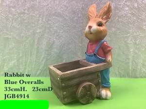 JGB - Polyresin Rabbit in Blue Overalls