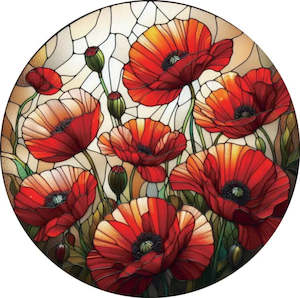 Wall Art - Stained Glass Hanger - Poppies