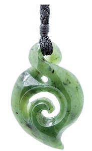 All Gifts: NZ Greenstone Twist / Koru Pendant 40mm