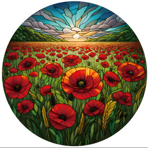 Wall Art - Stained Glass Hanger - Poppies