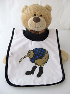 Little Poppet - Babies Bib Kiwi in Blue with Gumboots