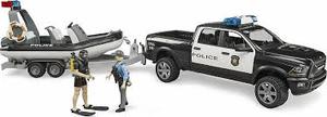 Bruder - Ram 2500 Police Pickup, trailer, boat & 2 figures