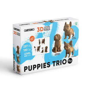 Cartonic 3D Cardboard Sculpture Puzzle - Trio Puppies