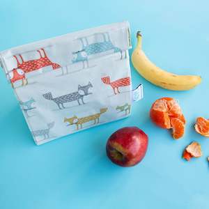 Lunch Bag: Oil Cloth Reusable Lunch Bag - Fox