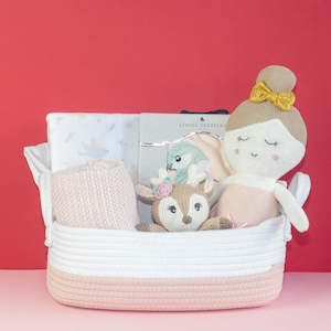 Baby Gift Baskets: Welcome Baby Gift Basket (Deluxe) - Pink