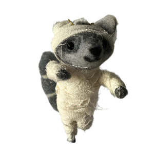 Halloween: Halloween Felted Decoration - Bandaged Racoon