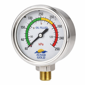 Pressure Gauge Stainless Steel Oil Filled - Bottom