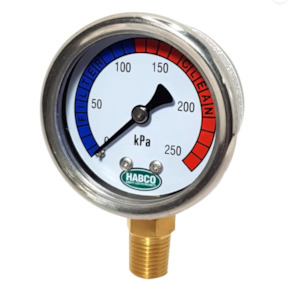 Filter pressure gauge: Filter pressure gauge oil filled lower mount (LM) stainless steel Habco