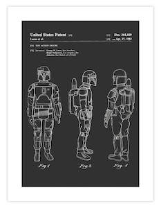 Teenage Boys Room Art Prints: Boba Fett Patent