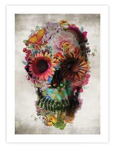 Floral Art Prints: Skull 2
