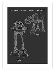 Teenage Boys Room Art Prints: AT-AT Walker Patent
