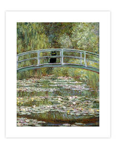 Cat Art Prints: Water Lillies Little Black Cat
