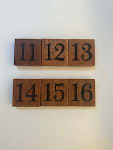 Decor Hire: Wooden Square Table Numbers