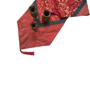 Tableware Hire: Table Runner | Red pattern