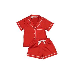 Clothing: Sienna Mini Short Satin PJs | Red
