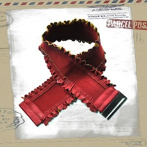 Belts: Lacey Edge Stretch Belt Maroon Red