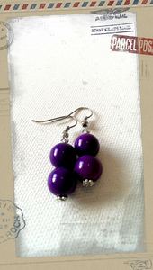 Earrings: Glass Pearl Earrings Purple