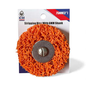 Clean Strip Discs: KM-Bear 75mm ORANGE Ceramic Abrasive Grain Shafted Strip Disc