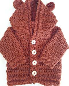 Tops: Bear Hoody - Wool - Rust