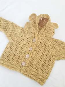 Tops: Bear Hoody - Wool - Mustard