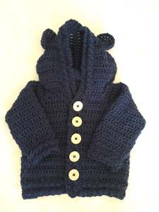 Tops: Bear Hoody - Wool - Marine