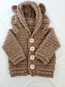 Tops: Bear Hoody - Wool - Fawn
