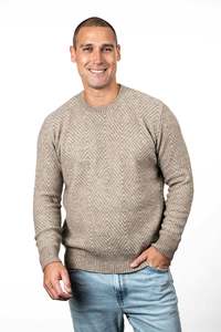 Mens: Diamond Plated Possum Merino Crew Jumper