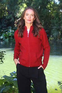 Lothlorian Knitwear: Rib Detail Possum Merino Jacket with Pockets