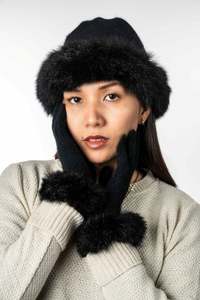 Headwear: Fur Trim Possum Merino Beanie