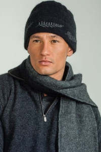 Headwear: Fern Motif Possum Merino Beanie