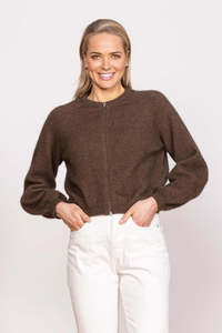 Bellow Sleeve Zip Cardi Possum Merino
