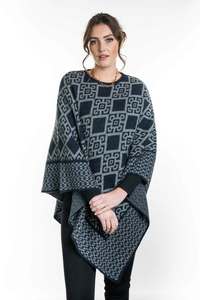 Diamond Pattern Possum Merino Poncho