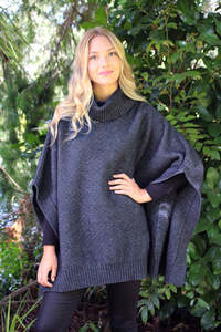 Ponchos: Lush Possum Merino Cowl Neck Poncho