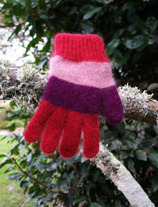 Kids: Childs Possum Merino Stripe Gloves