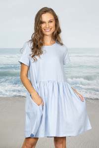 Linen Summer Weight Gathered Dress